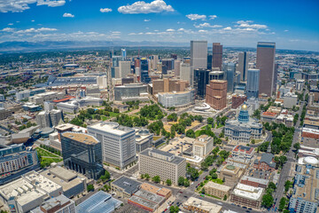Aerial View of Denver, Capitol City of the State of Colorado - obrazy, fototapety, plakaty