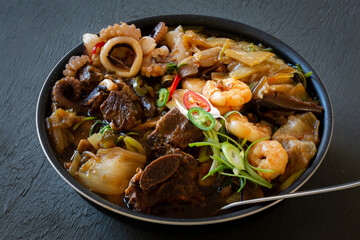 Braised Short Ribs and Seafood - Korean Food Hamul Galbi jjim