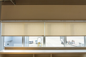 Roll blinds to protect sunlight and lighting to decorate the airplane. Window in the Interior...