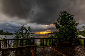 Thunderstorm at sunset over Lake Crabtree in Raleigh, North Carolina.