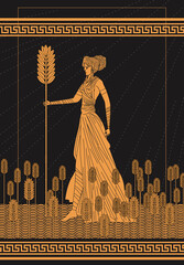 demeter ceres greek roman mythology goddess of agriculture on plantation - obrazy, fototapety, plakaty