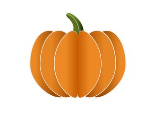isolated orange paper cut pumpkin element for harvest theme, thank's giving or halloween background, wallpaper, card decoration, banner, label or other. vector design infographic style 