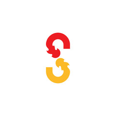 Logo template of letter s and fire. Simple flat style. Vector logo template ready for use.