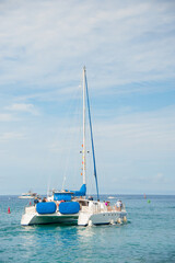 Fototapeta premium Catamaran leaving the harbor