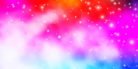 Light Multicolor vector background with colorful stars. Shining colorful illustration with small and big stars. Pattern for websites, landing pages.