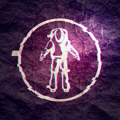 Astronaut in spacesuit. Fantastic person. Distorted glitch style