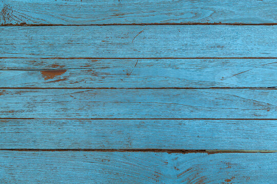 Old wood blue paint fade background And copy- space.