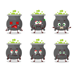 Cauldron cartoon in character with nope expression