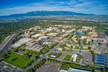 Fototapeta na wymiar Aerial View of Utah State University in Logan