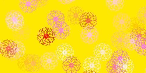 Light Pink, Yellow vector natural artwork with flowers.