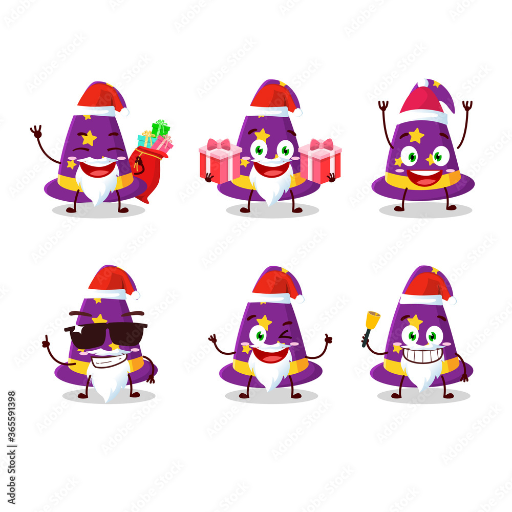 Poster Santa Claus emoticons with wizard hat cartoon character