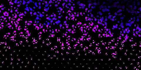 Fototapeta na wymiar Dark purple, pink vector background with random forms.