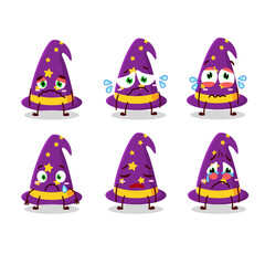 Wizard hat cartoon character with sad expression