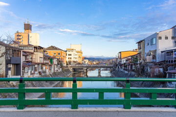 Sightseeing around old Town Hida-Takayama downtown with lot of shop building and long walkway. Takayama is famous city on middle of Japan and easy to travel.