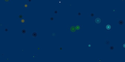 Light Blue, Yellow vector doodle background with flowers.