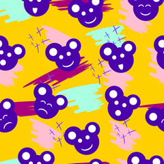 background pattern seamless charracter animal facial expressions vector illustration