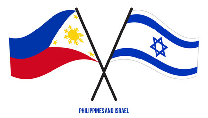 Philippines and Israel Flags Crossed And Waving Flat Style. Official Proportion. Correct Colors.