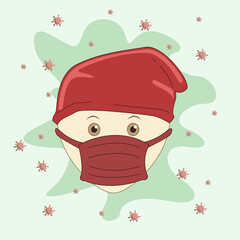 Illustration of someone wearing a mask, fighting against a virus
