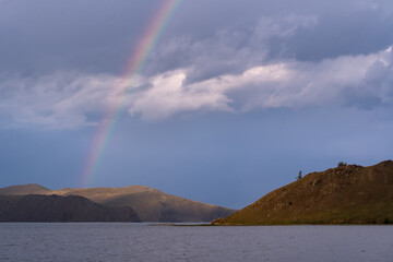 Rainbow over the Olkhon island, Lake Baikal