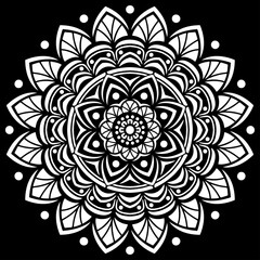 White mandala on black Pattern Stencil Doodles Sketch