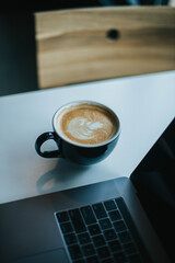 cup of coffee and laptop