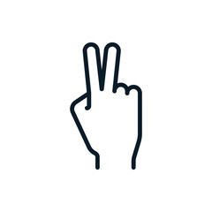 Victory hand outline icons. Vector illustration. Editable stroke. Isolated icon suitable for web, infographics, interface and apps.