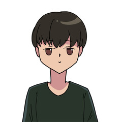 少し微笑んだ黒髪茶色目の若い男性