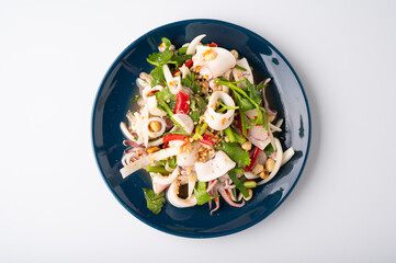 Thai Spicy Squid Salad in plate
