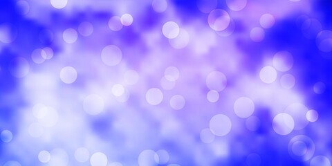 Light Purple vector backdrop with dots. Abstract decorative design in gradient style with bubbles. Pattern for wallpapers, curtains.