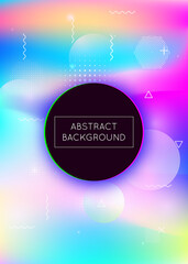 Fototapeta premium Holographic background with liquid shapes. Dynamic bauhaus gradient with memphis fluid elements.