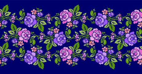 Fototapeta na wymiar Seamless vector rose flower border design