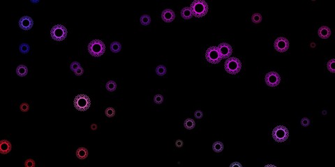 Dark multicolor vector backdrop with virus symbols.