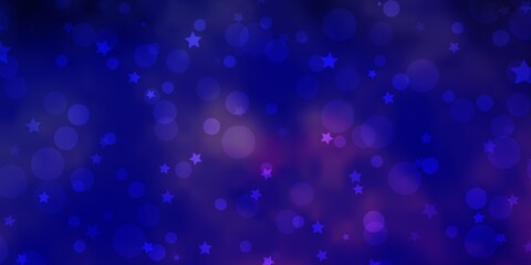 Dark Purple vector background with circles, stars. Abstract illustration with colorful spots, stars. Texture for window blinds, curtains.