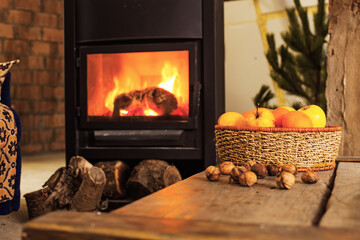 Fireplace in a cozy room