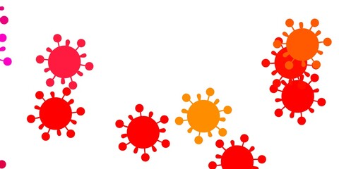 Light pink, yellow vector background with covid-19 symbols.