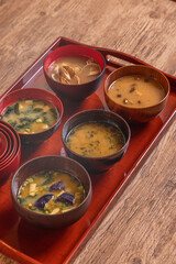 味噌汁　Typical Japanese miso (fermented soy) soup