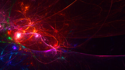 3D rendering abstract multicolor fractal light background