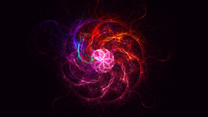 3D rendering abstract multicolor fractal light background