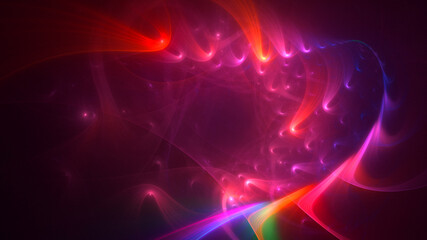 3D rendering abstract multicolor fractal light background
