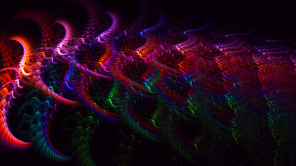 3D rendering abstract multicolor fractal light background