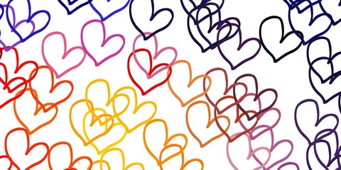 Light Pink, Yellow vector backdrop with sweet hearts.