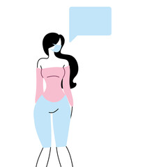 girl with bubble chat text