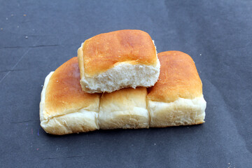 Bread, bakery icon, sliced fresh wheat bread isolated on black background