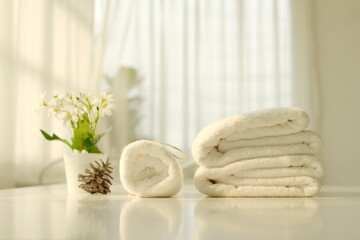 Fototapeta na wymiar white towel and a towel