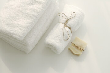 Fototapeta na wymiar white towel and a towel