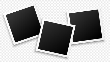 three photo frames on transparent background design