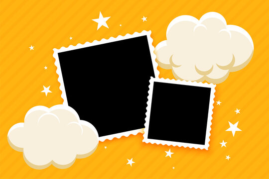 kids style photo frames with clouds and stars