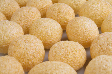 Indian food Home made Pani puri on gray background