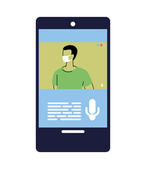 man on video call by smart cell phone