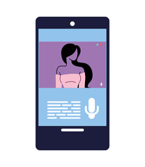 woman on video call by smart cell phone